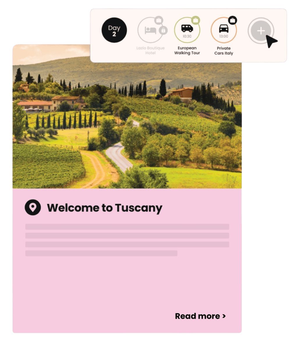 Screenshot of bookings and pricing features itinerary Builder Software for Tour Operators 